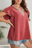 Summer Lace V-Neck Ruffled Sleeve Shirt