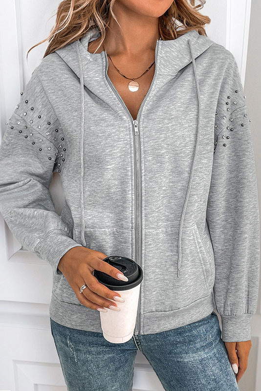 Solid Color Rivet Casual Fashion Hoodie