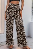 Leopard High Waist Wide Leg Pleated Pants