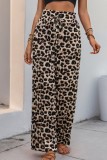 Leopard High Waist Wide Leg Pleated Pants