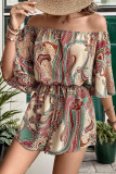 Ethnic Style Printed One Neck Off Shoulder Jumpsuit
