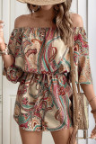 Ethnic Style Printed One Neck Off Shoulder Jumpsuit