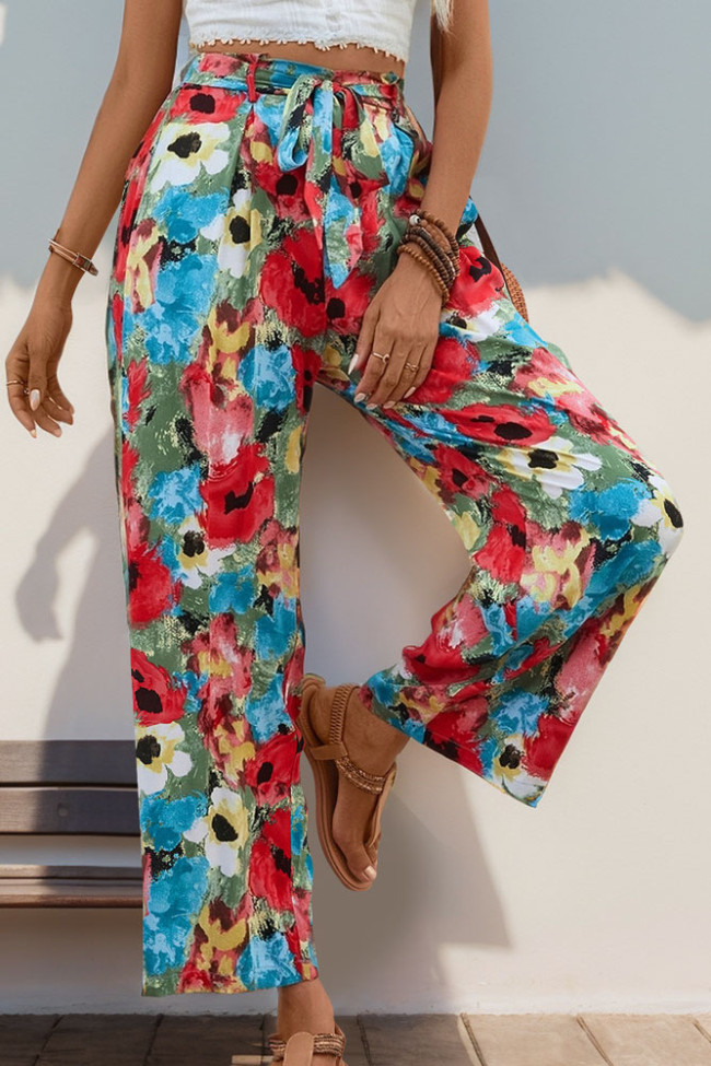 Ethnic Style Printed Vacation Straight Leg Pants