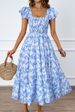 Bohemia Pleated  Lotus Leaf Sleeves Dress