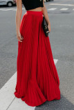 Solid Color Pleats Big Swing Skirt
