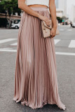 Solid Color Pleats Big Swing Skirt