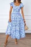 Bohemia Pleated  Lotus Leaf Sleeves Dress