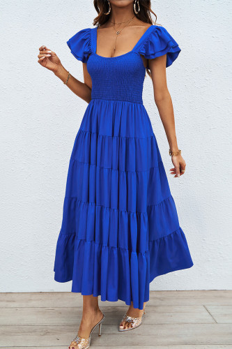 Bohemia Pleated  Lotus Leaf Sleeves Dress