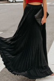 Solid Color Pleats Big Swing Skirt