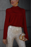 Satin Long Sleeved Ccarf Backless Shirt