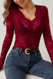 Lace Hollowed Out Long Sleeved Shirt
