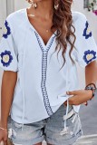 V-Neck Solid Color Loose Fitting Shirt