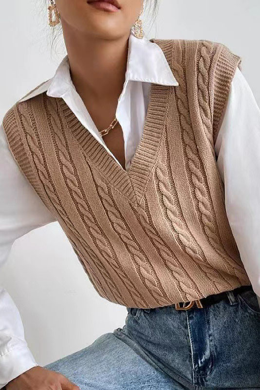 Knitted V-Neck Vest Sweater