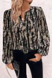 Leopard Print V-Neck Long Sleeved Shirt