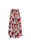 Rose Print Temperament A Hem Skirt