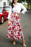 Rose Print Temperament A Hem Skirt