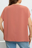Summer Brick Red V-Neck Loose Shirt