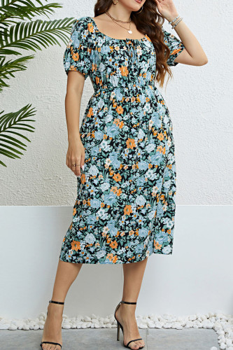 Large Size One Shoulder Floral Dress