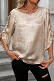 Ruffle Sleeve Smooth Fabric Shirt