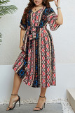 Summer V-Neck Printed Strap Dress