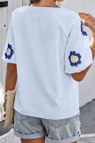 V-Neck Solid Color Loose Fitting Shirt