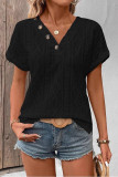 V-Neck Button Loose Short Sleeved T-Shirt