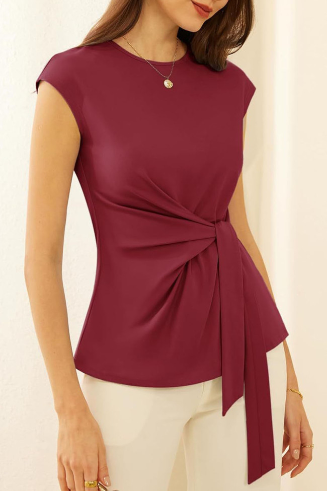 Summer Knot Irregular Short Sleeved T-Shirt
