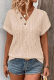 V-Neck Button Loose Short Sleeved T-Shirt