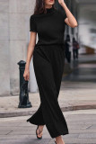Solid Color Short Sleeved Pants Two-Piece Set
