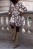 V-Neck Long Sleeved Ruffle Edge Dress