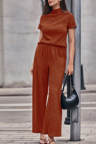 Solid Color Short Sleeved Pants Two-Piece Set