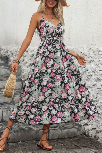 Backless Printed Camisole Sleeveless Dress