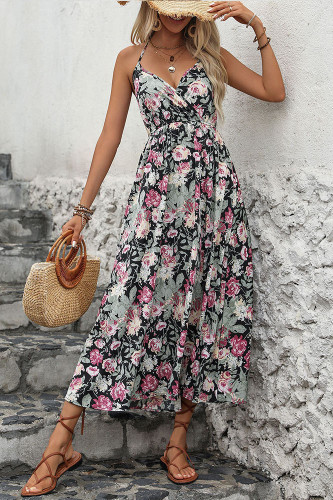 Backless Printed Camisole Sleeveless Dress