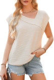 Slant Neck Casual Short Sleeved T-Shirt