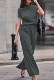 Solid Color Short Sleeved Pants Two-Piece Set