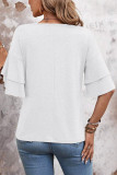 Solid Color V-Neck Double-Layer Sleeve T-Shirt