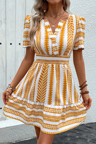 V-Neck Bohemian Style Short Sleeve Dress
