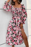 Backless Printed Square Neck Dress