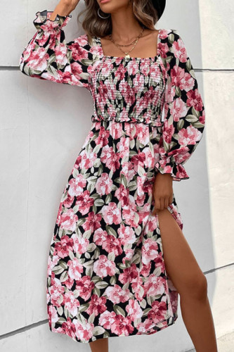 Backless Printed Square Neck Dress
