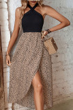 Summer Leopard Print Hanging Neck Dress