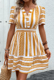 V-Neck Bohemian Style Short Sleeve Dress
