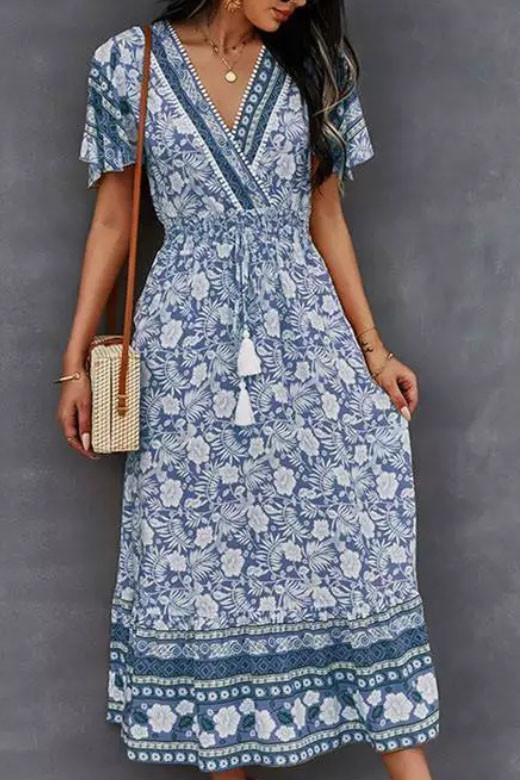 Bohemian Ethnic Style V-Neck Dress