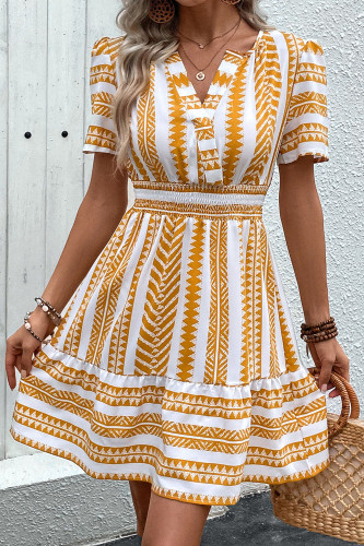 V-Neck Bohemian Style Short Sleeve Dress