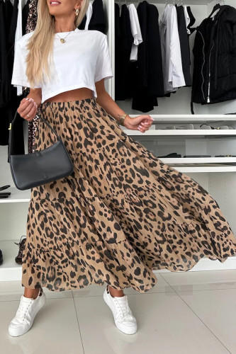 Leopard Print Large Swing Skirt