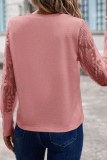 Lace Waffle Button Long Sleeved Sweater