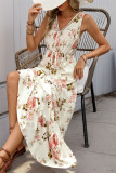 Summer V-Neck Printed Sleeveless Dress
