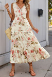Summer V-Neck Printed Sleeveless Dress