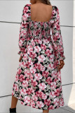 Backless Printed Square Neck Dress
