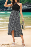 Summer Leopard Print Hanging Neck Dress
