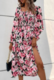 Backless Printed Square Neck Dress